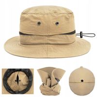 KAPELUSZ Wędkarski z SIATKĄ Wodoodporny Składany Rybacki BEŻOWY Pako Jeans