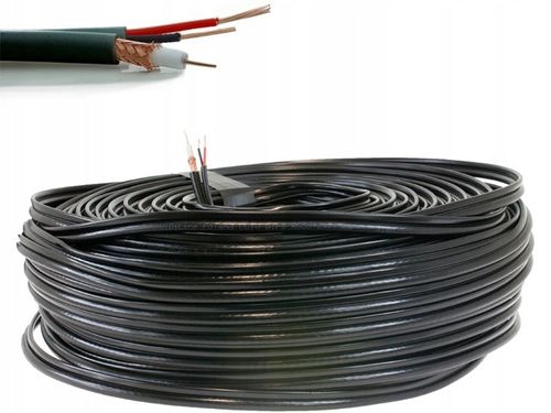 Przewód koncentryczny antenowy do kamer monitoringu CCTV z zasilaniem 100m na Arena.pl