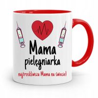 Kubek Czerwony Prezent Dla Najtroskliwszej Mamy Z Nadrukiem Ze Zdjęciem