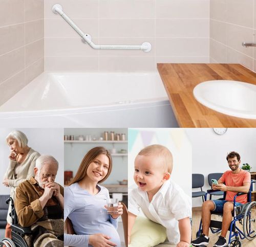 Uchwyt Łazienkowy do Wanny Świecący Antypoślizgowy Biały Stal ABS 30 cm na Arena.pl