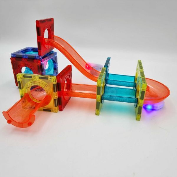 WOOPIE Klocki Magnetyczne Tor Kulkowy Świetlny Kulodrom 49 el. zdjęcie 4