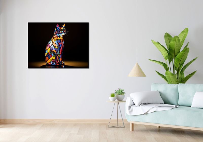 Plakat 100x75cm Koci Witraż zdjęcie 4