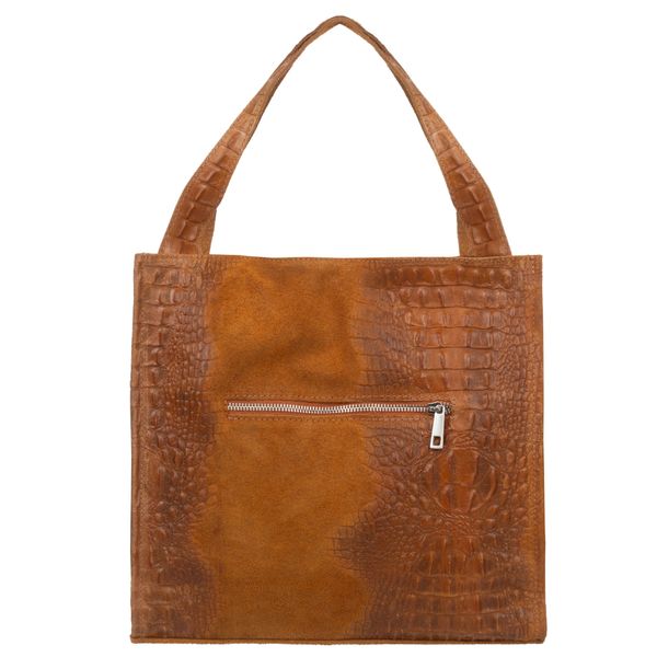 VERA PELLE torebka damska zamszowa shopper kroko na ramię V549 taupe zdjęcie 5