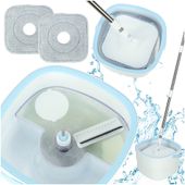 Mop Obrotowy Prostokątny Płaski Rotacyjny Czysta Brudna Woda Wyciskacz