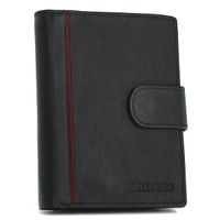 portfel męski skórzany rfid - czarno-czerwony