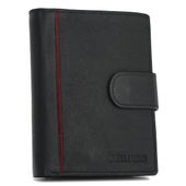 portfel męski skórzany rfid - czarno-czerwony