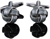 Spinki do mankietów wzór supełek szary