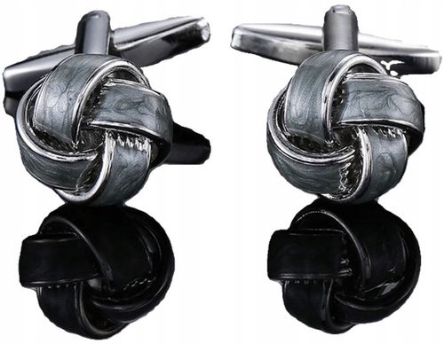 Spinki do mankietów wzór supełek szary na Arena.pl