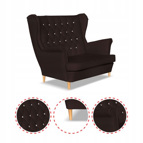 Sofa kanapa uszak Gaja ekoskóra skandynawska Family Meble ciemny brąz na Arena.pl