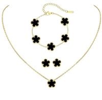 Komplet biżuterii złotej stal chirurgiczna naszyjnik bransoletka kolczyki