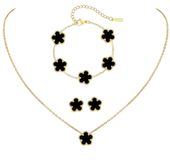 Komplet biżuterii złotej stal chirurgiczna naszyjnik bransoletka kolczyki