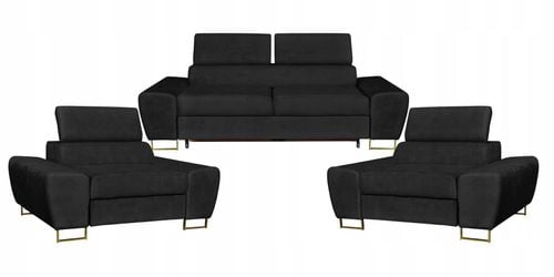 Zestaw mebli wypoczynkowych salon Bosso Sofa 2os fotele czarne Family Meble na Arena.pl