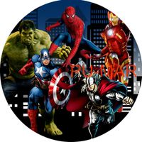 Opłatek na tort AVENGERS Batman Iron Man Hulk Thor CPT. Ameryka Spiderman