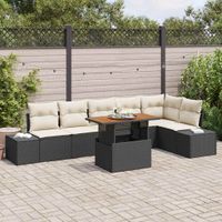 Zestaw Sof na Ogród z przechowywaniem 7 pcs Czarny Polirattan