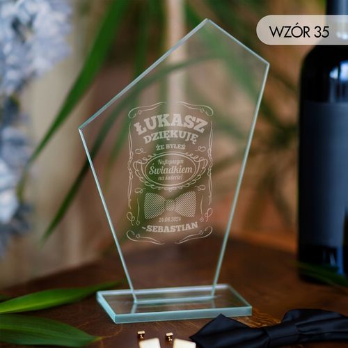PODZIĘKOWANIA DLA ŚWIADKÓW STATUETKA SZKLANA GRAWER PREZENT DLA ŚWIADKA na Arena.pl