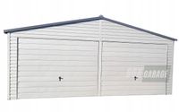 GARAŻ BLASZANY 6,5m x 6m poziom - dwuspad - 2x Brama uchylna - biały + antracyt BOX58 6,5x6