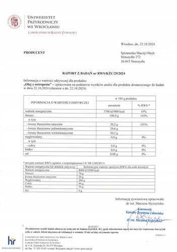 OLEJ Z OSTROPESTU 500 ml tłoczony zimno BADANIA zimnotłoczony NIERAFINOWANY na Arena.pl