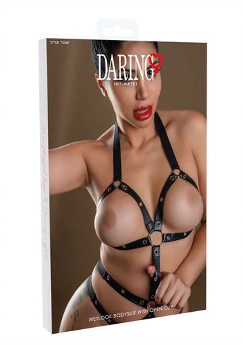 Paskowe Body z Otwartym Biustem Typu Wetlook Bodystuit Open Cup Daring L/XL na Arena.pl