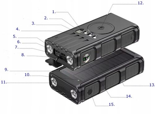 POWERBANK ŁADOWARKA SOLARNY INDUKCJA 36000mAh 8xUSB LATARKA 2x LED USB-C PD na Arena.pl