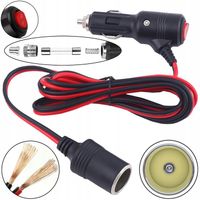 PRZEDŁUŻACZ GNIAZDA ZAPALNICZKI 2m Z PRZEŁĄCZNIKIEM 15A WTYK GNIAZDO 16AWG