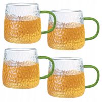 2 x Szklanki z zielonym uchem do kawy herbaty 350 ml MG Home Deco zestaw 4