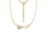 Pozłacany srebrny naszyjnik gwiazd celebrytka skrzydło anioła wing serce heart cyrkonie srebro 925 Z1452N_G