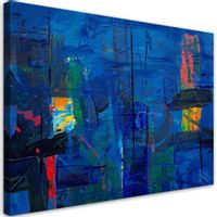 Emaga Obraz na płótnie, Niebieska abstrakcja ręcznie malowana - 120x80