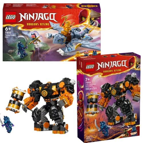 LEGO NINJAGO 71810 Mały smok Riyu i 71810 Robot żywiołu ziemi Cole'a 71806 na Arena.pl