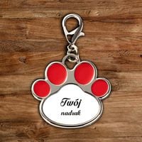 Identyfikator dla kota z Twoim nadrukiem - czerwona łapa