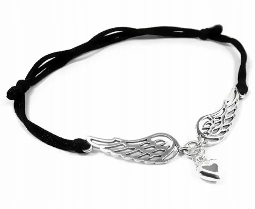 SREBRNA BRANSOLETKA SZNURKOWA SERCE ANIOŁA ZE SREBRA PRÓBY 925 zdjęcie 1