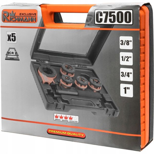 RICHMANN GWINTOWNICA RĘCZNA NARZYNKI DO RUR 4 GŁOWICE 5el 3/8" 3/4" 1/2" 1" zdjęcie 3