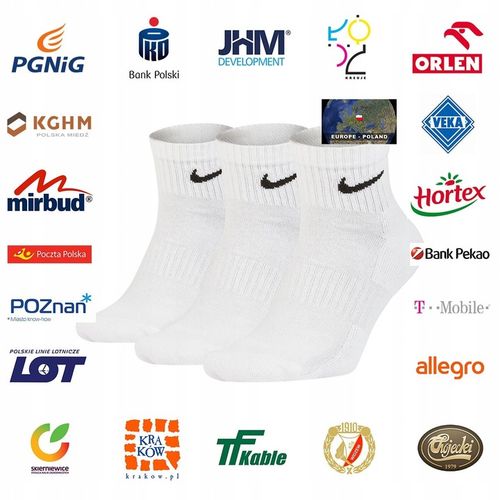 SKARPETY NIKE EVER DAY UNISEX ROZMIAR 38-42 BIAŁE PÓŁWYSOKIE 3 PARY na Arena.pl