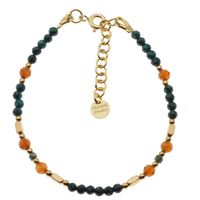 Bransoletka mix - Malachit, Granat brązowy, Hematyt i srebro złocone