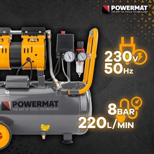 KOMPRESOR BEZOLEJOWY 24L SPRĘŻARKA 8 BAR 220l/min 230V SEPARATOR CICHY 59dB na Arena.pl