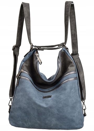 COVERI TOREBKA damska WOREK PLECAK A4 kieszonki 2 W 1 niebieski SZARY na Arena.pl