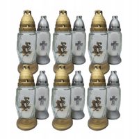 Zestaw 12 Zniczy Znicz ZS-516 Srebrny Złoty 22cm 12h Spalania CHEMIX