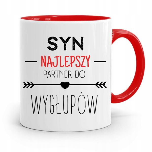 Kubek Czerwony Prezent Dla Syna Najlepszy Partner Z Nadrukiem Ze Zdjęciem zdjęcie 1