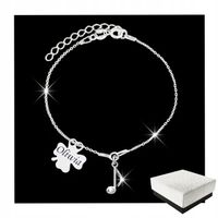 Bransoletka Dziecięca Imię GRAWER Koniczynka Nutka Muzyka Srebro 925