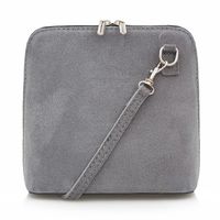 VERA PELLE torebka damska zamszowa listonoszka z paskiem V452 c.szara