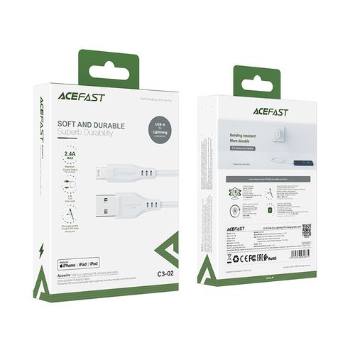 kabel przewód do iphone mfi usb - lightning 2.4a 1.2m biały na Arena.pl