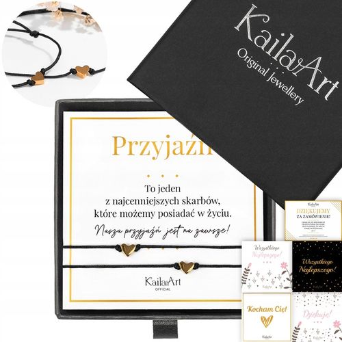 BRANSOLETKI BFF DLA 2 PRZYJACIÓŁEK ZŁOTE SERCE REGULOWANE STAL CHIRURGICZNA na Arena.pl