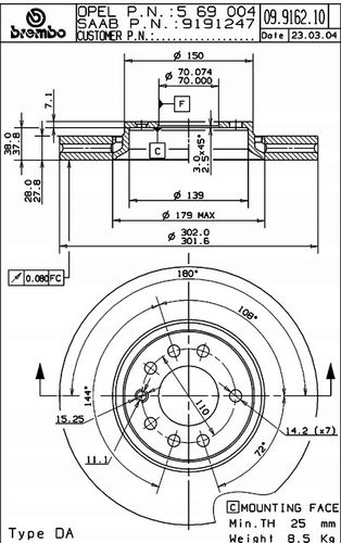 TARCZA HAM PRZOD 302X28 V MAX BREMBO na Arena.pl
