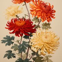 Plakat 70x70cm Tańczące Chryzantemy