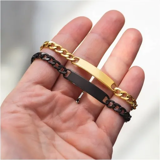 Bransoletki dla par z grawerem pancerka ze stali zdjęcie 2