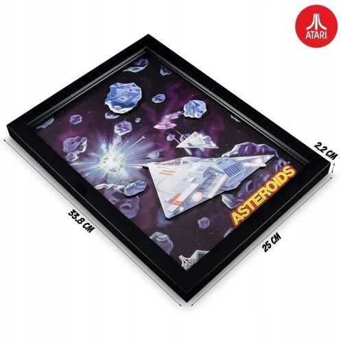 dekoracja ścienna obraz atari 3d wall art asteroids retro 25x2.2x33.8cm na Arena.pl