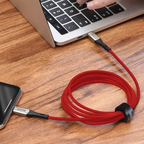 Kabel USB-C do Lightning PD Baseus Horizontal, Power Delivery, dioda LED, 2m (czerwony) na Arena.pl