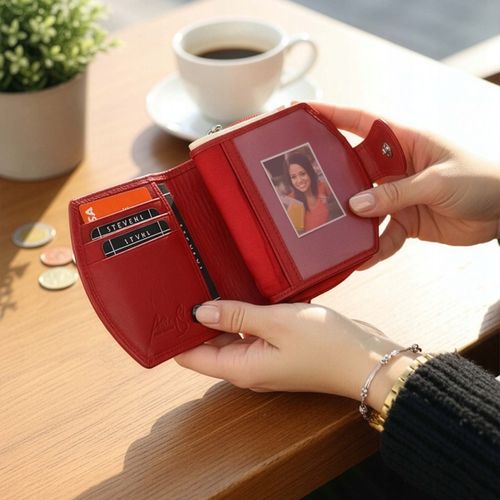 Portfel Damski Skórzany STEVENS Mały Czerwony Zapinany Portmonetka RFID na Arena.pl