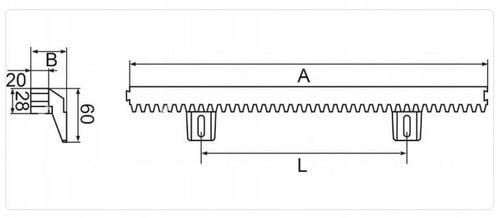 Listwa Zębata do Bramy, Poliamidowa z Rdzeniem Stalowym, 0,33m - kpl 3 na Arena.pl