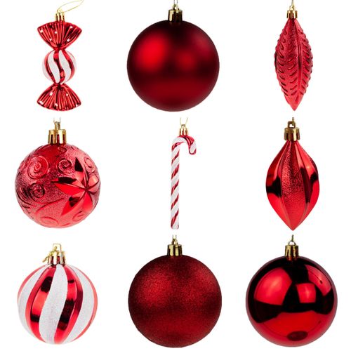 TG74340-4 DUŻY ZESTAW BOMBEK BOMBKI OZDOBY CHOINKOWE CZERWONE na Arena.pl