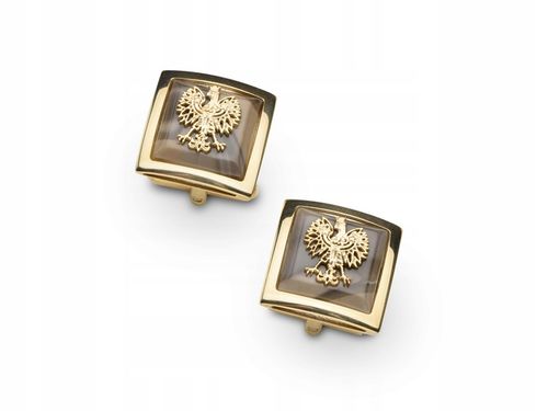 Spinki do mankietów koszuli srebrne 925 złocone złote męskie z orzełkiem na Arena.pl